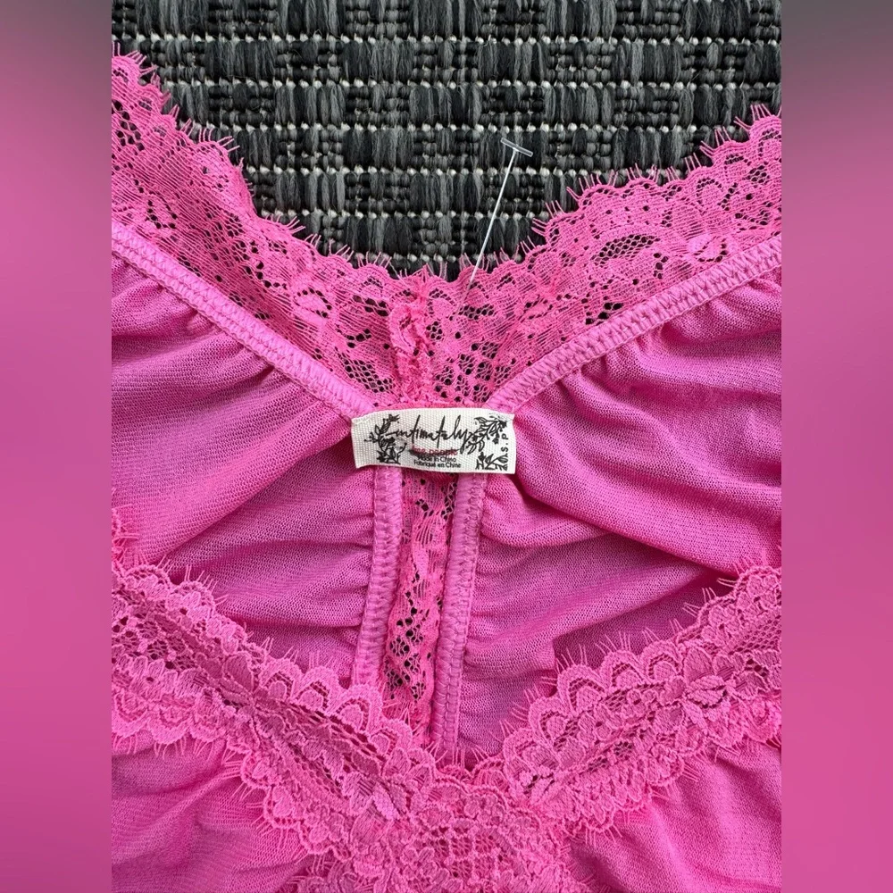 NWOT Free People Intimately Forever Young Bodysuit-Pink Wink